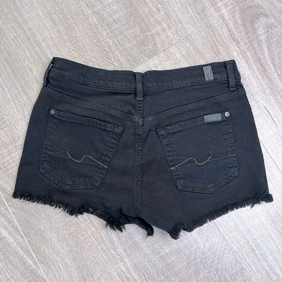7 FOR ALL MANKIND Women’s Black Raw Hem Denim Jean Shorts - Picture 7 of 9